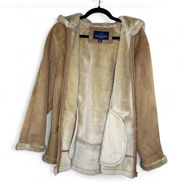 Mackintosh Faux Suede Shearling Hooded Jacket Size M Y2K Cozy Western Cabincore - Picture 4 of 11